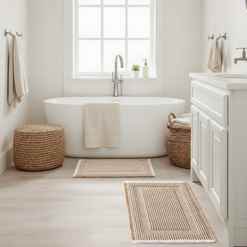 MIULEE twin mats arranged in a bathroom showcase coordinated decor and practicality.