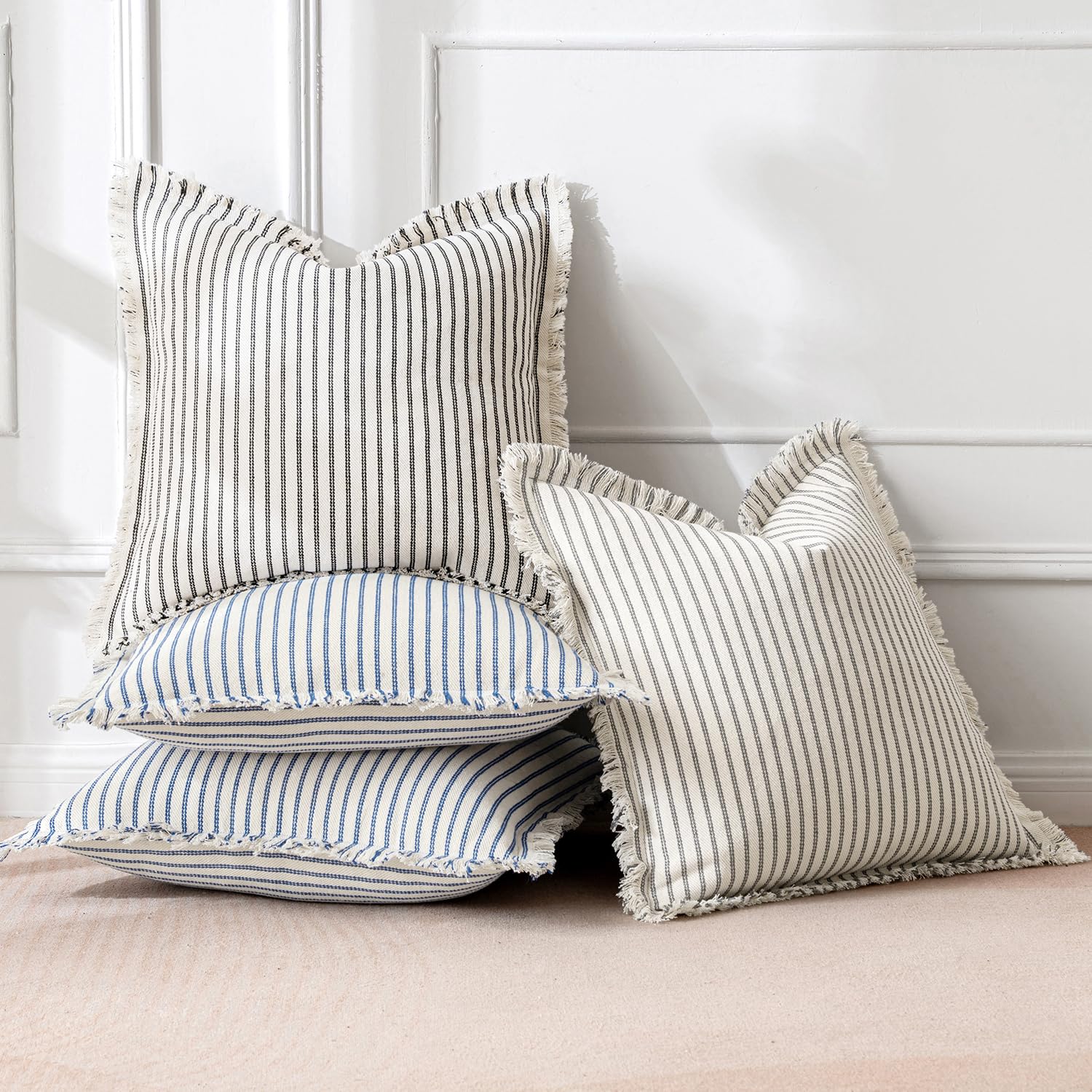 MIULEE two-pack pillow covers in classic black for versatile farmhouse styling.
