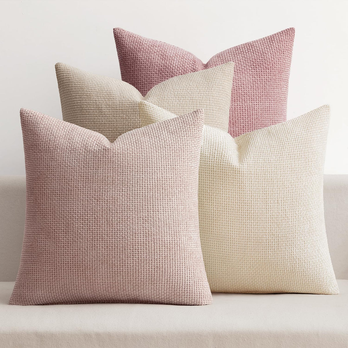 MIULEE Valentines pillow cover in pink-chenille adds soft farmhouse charm.