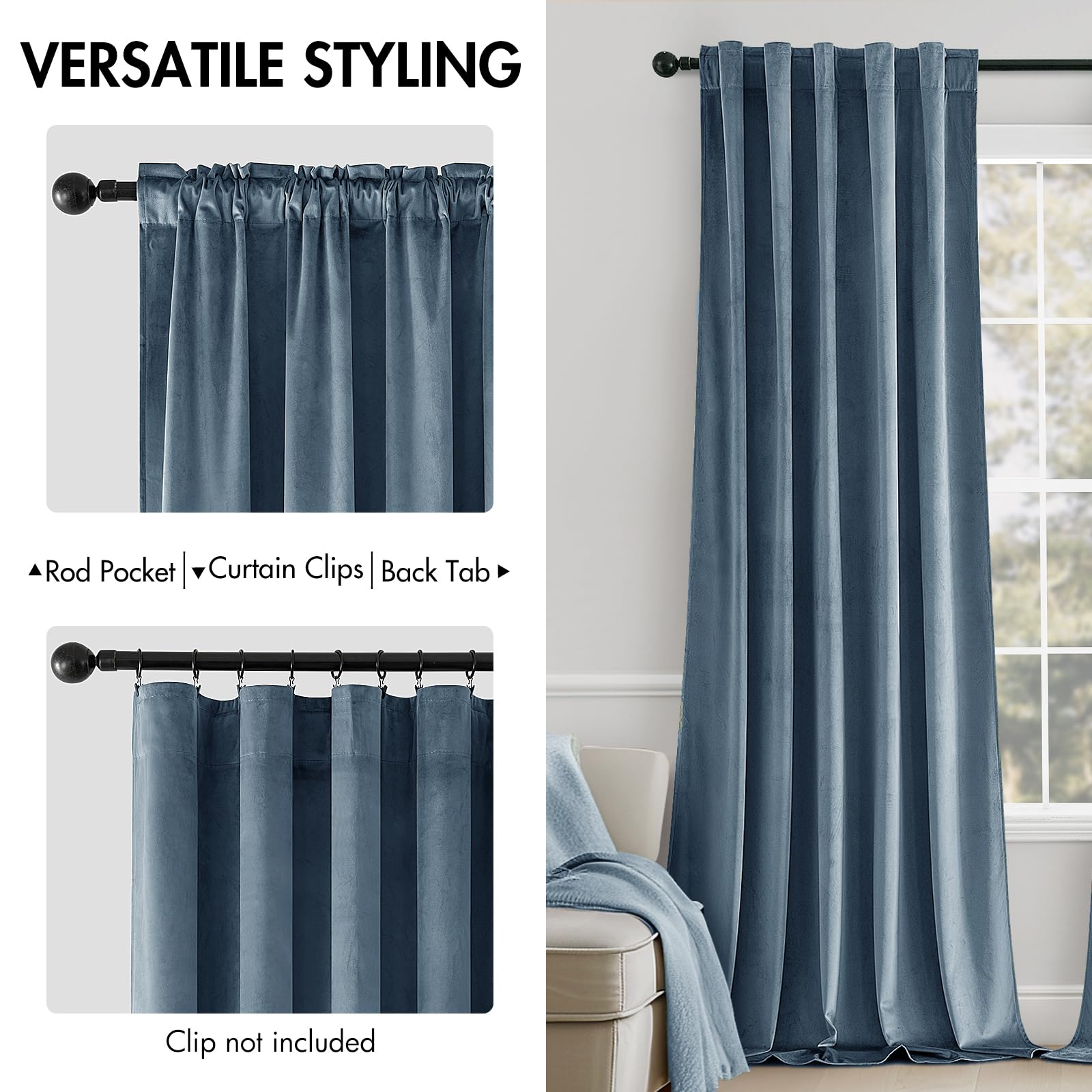 MIULEE velvet curtains closeup showing dense pile for heat insulation.