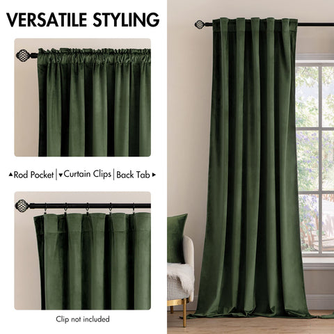 MIULEE velvet curtains in olive green in a living room setting enhance privacy and style.