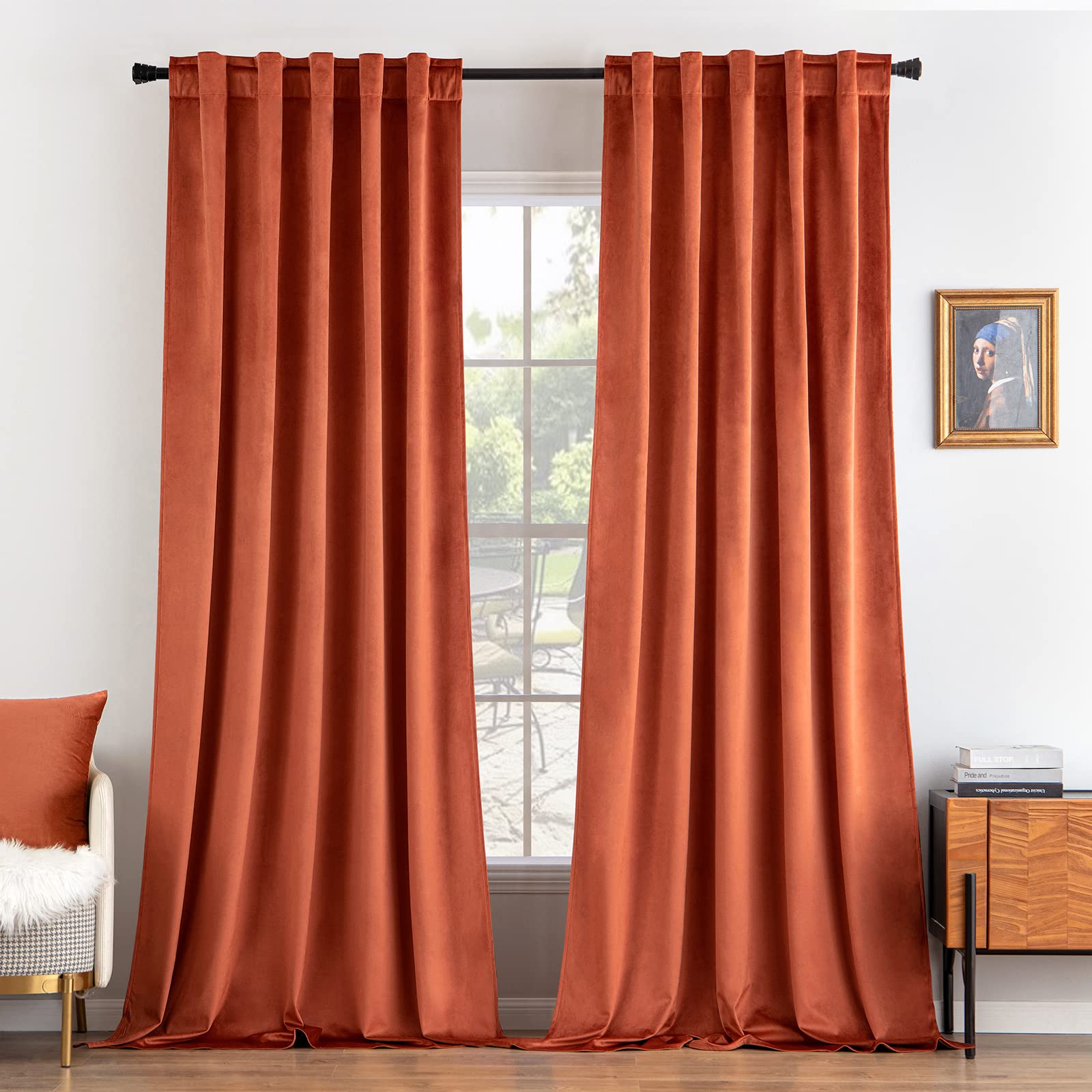 MIULEE velvet curtains burnt orange 84in high enhance warm ambiance and privacy