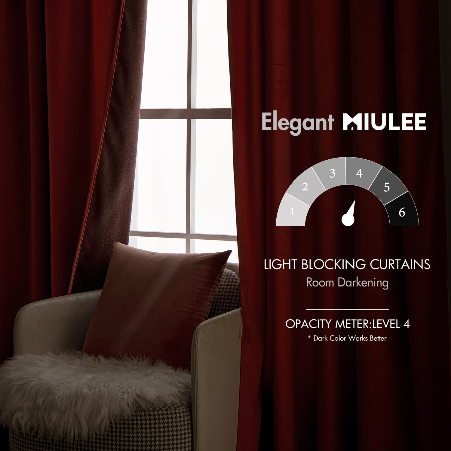 MIULEE velvet curtains dark color blocks light for better privacy