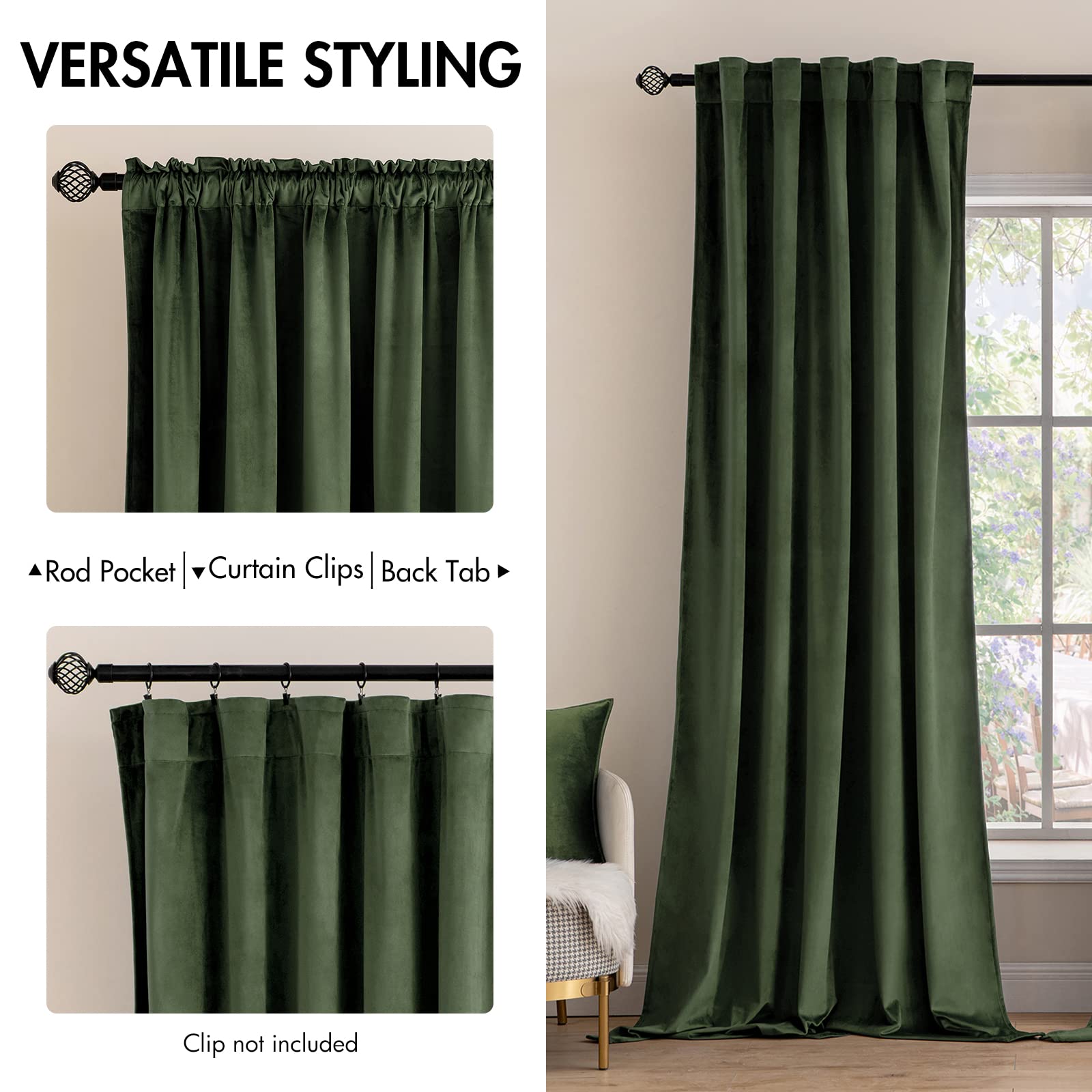 MIULEE velvet curtains olive green full drape adds refined living room style.