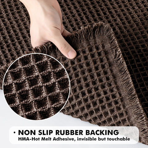 MIULEE chocolate waffle bath mats rubber backing, prevents slipping on smooth floors