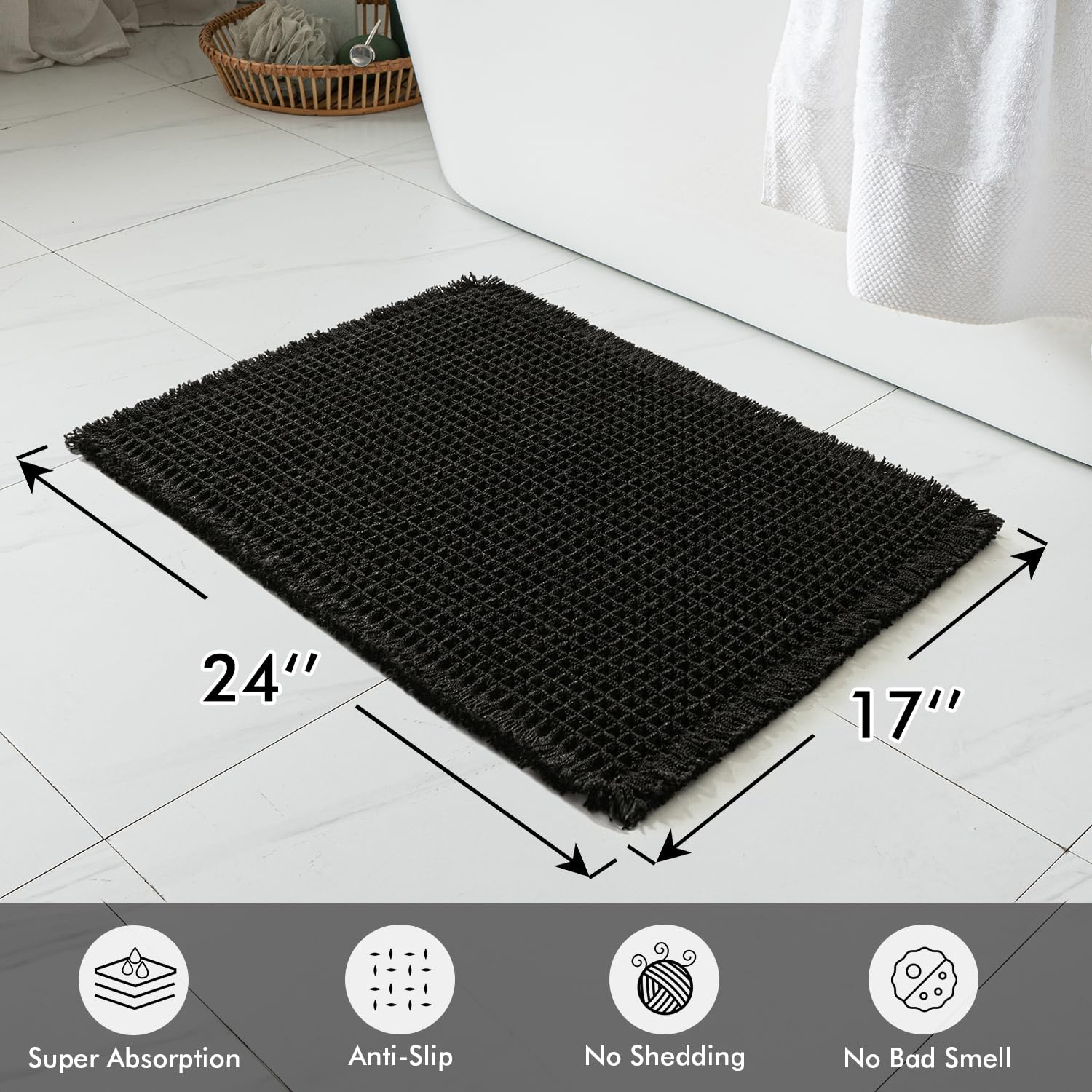 MIULEE waffle bath mats non-slip back provide secure grip on smooth floors