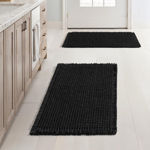 MIULEE waffle bath mats set 2-pack with soft, quick-drying surface