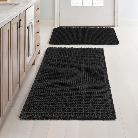 MIULEE waffle bath rug 17x24 top view, ultra-absorbent for foot drying.