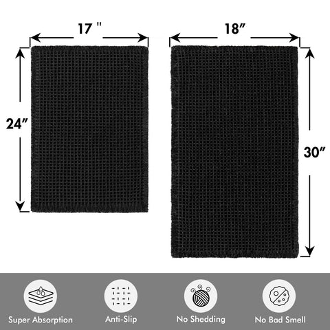 MIULEE waffle bath rug 18x30 top view, plush underfoot for comfort.