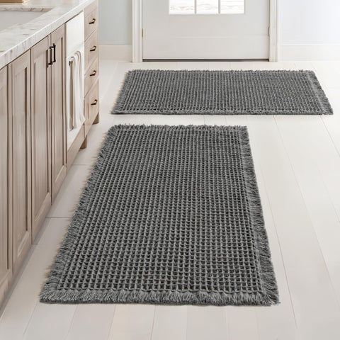 MIULEE waffle bath rug in dark grey, 18x30, for soft, quick-drying floors.