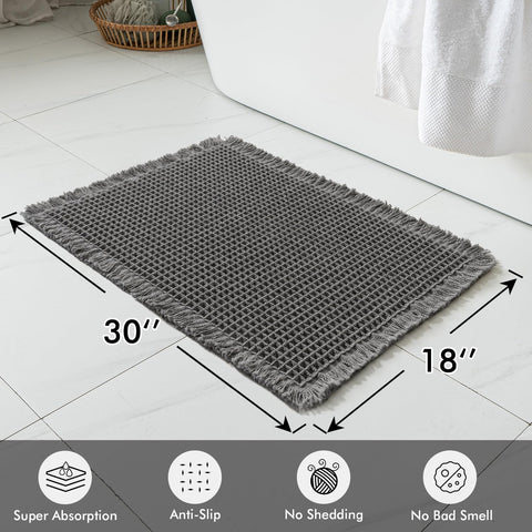 MIULEE waffle bath rug featuring dark grey color and 18x30 size.