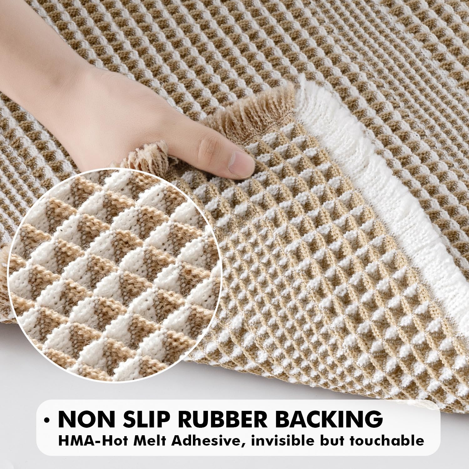 MIULEE waffle texture closeup shows dense loops for soft underfoot comfort.