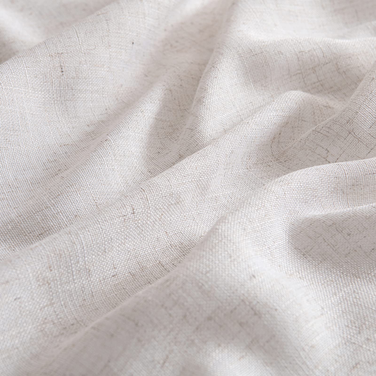 MIULEE white linen curtains panel setup on window for full width