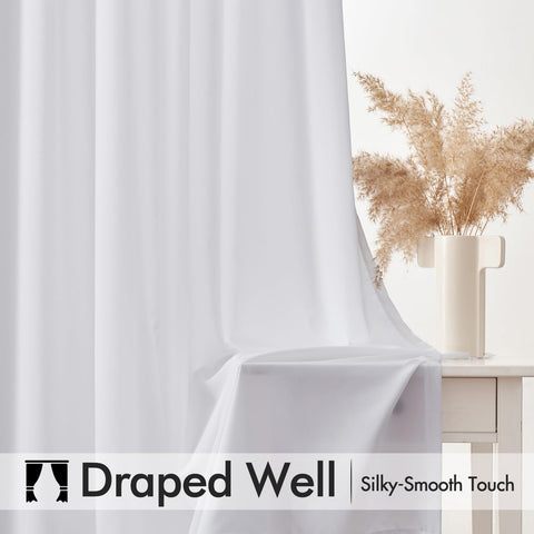 MIULEE white privacy curtain machine-washable tag visible for easy care.