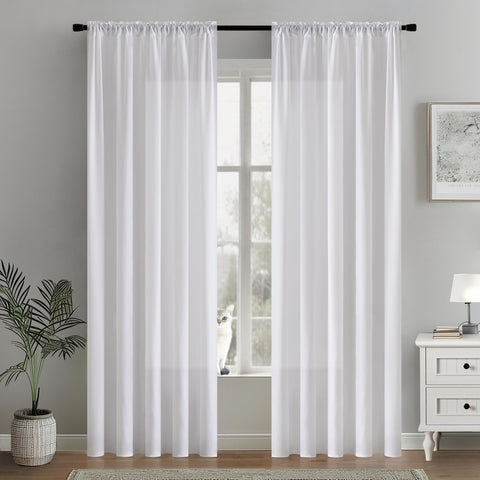 MIULEE white privacy curtain rod-pocket 3-inch detail showing easy hang and classic style.