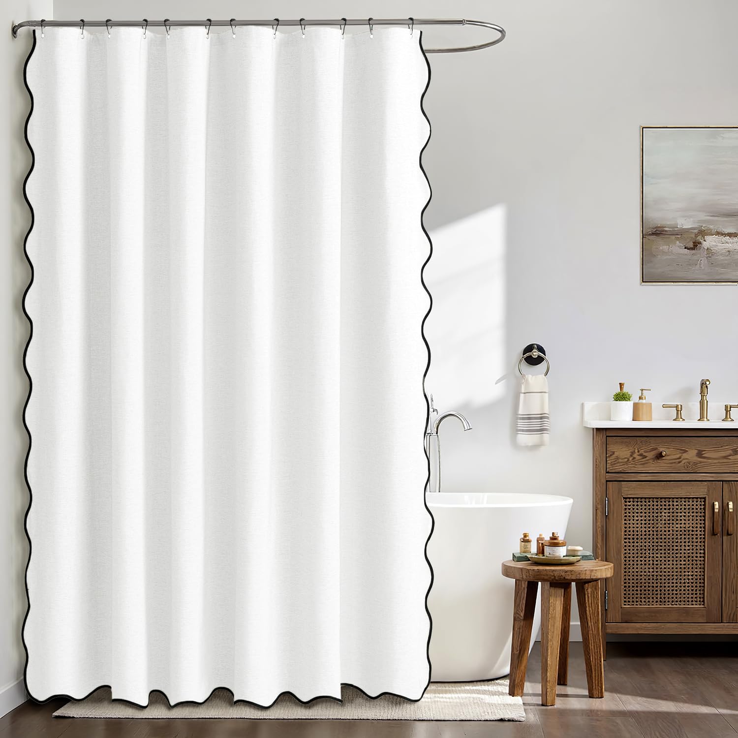 MIULEE curtain closeup shows black border edge and premium stitching for lasting style.