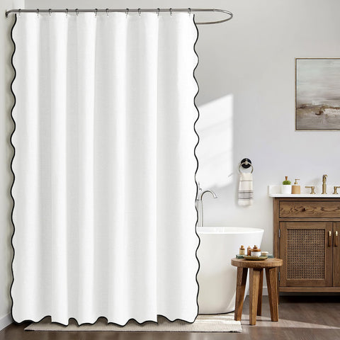 MIULEE curtain closeup shows black border edge and premium stitching for lasting style.