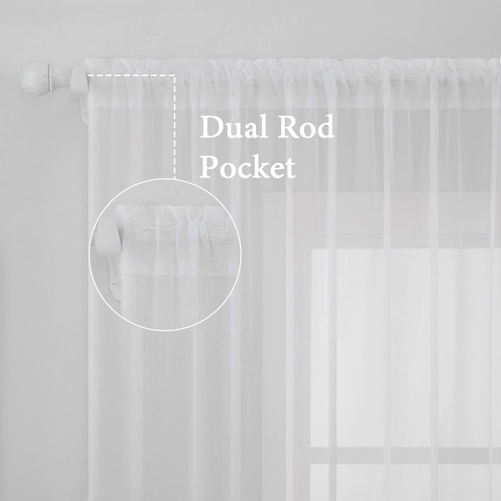 MIULEE white sheer curtain fabric close up displaying soft polyester texture
