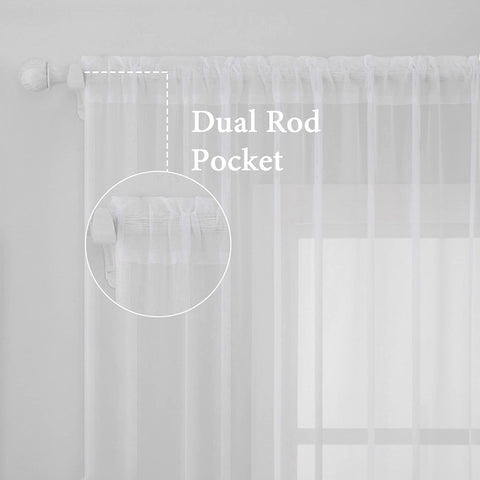 MIULEE white sheer curtain fabric close up displaying soft polyester texture