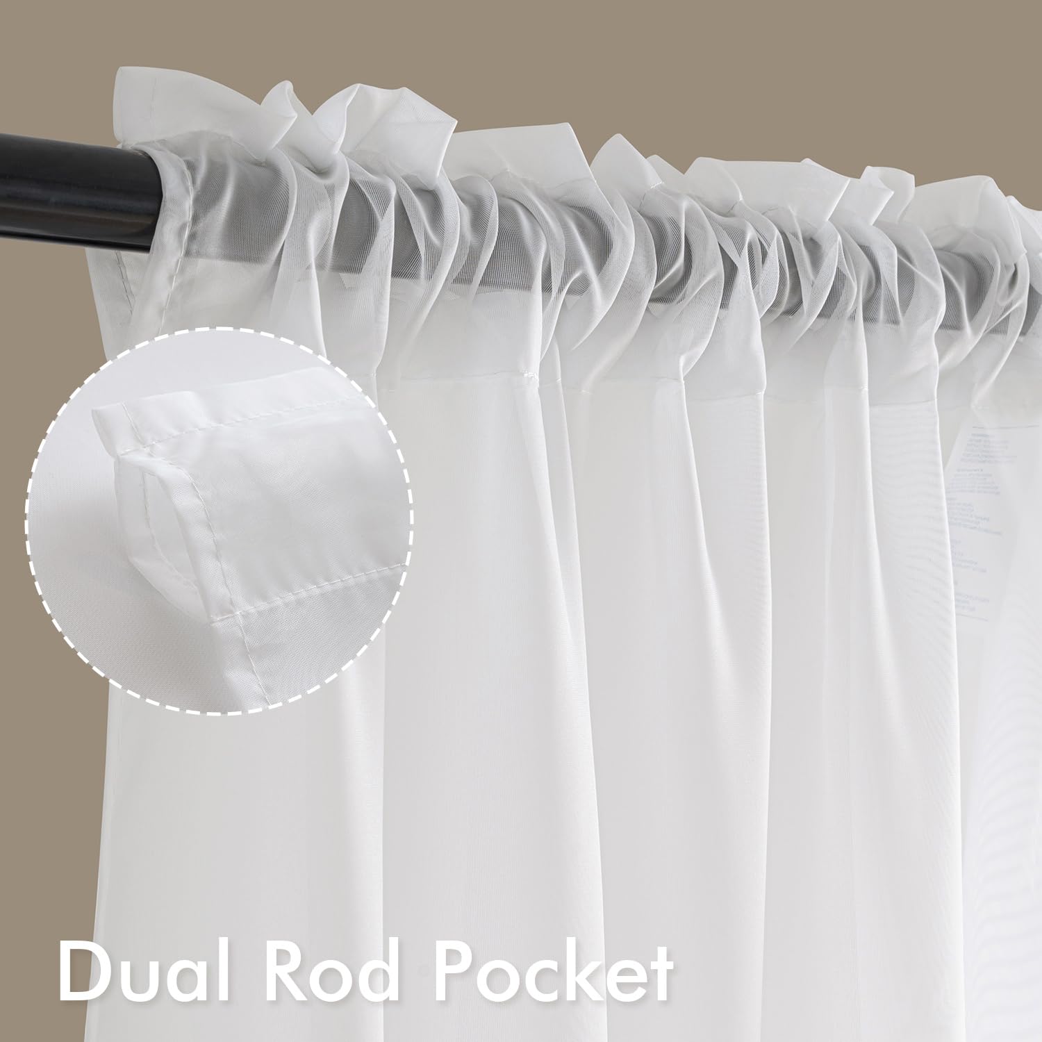 MIULEE white sheer curtains rod-pocket design enables easy installation.