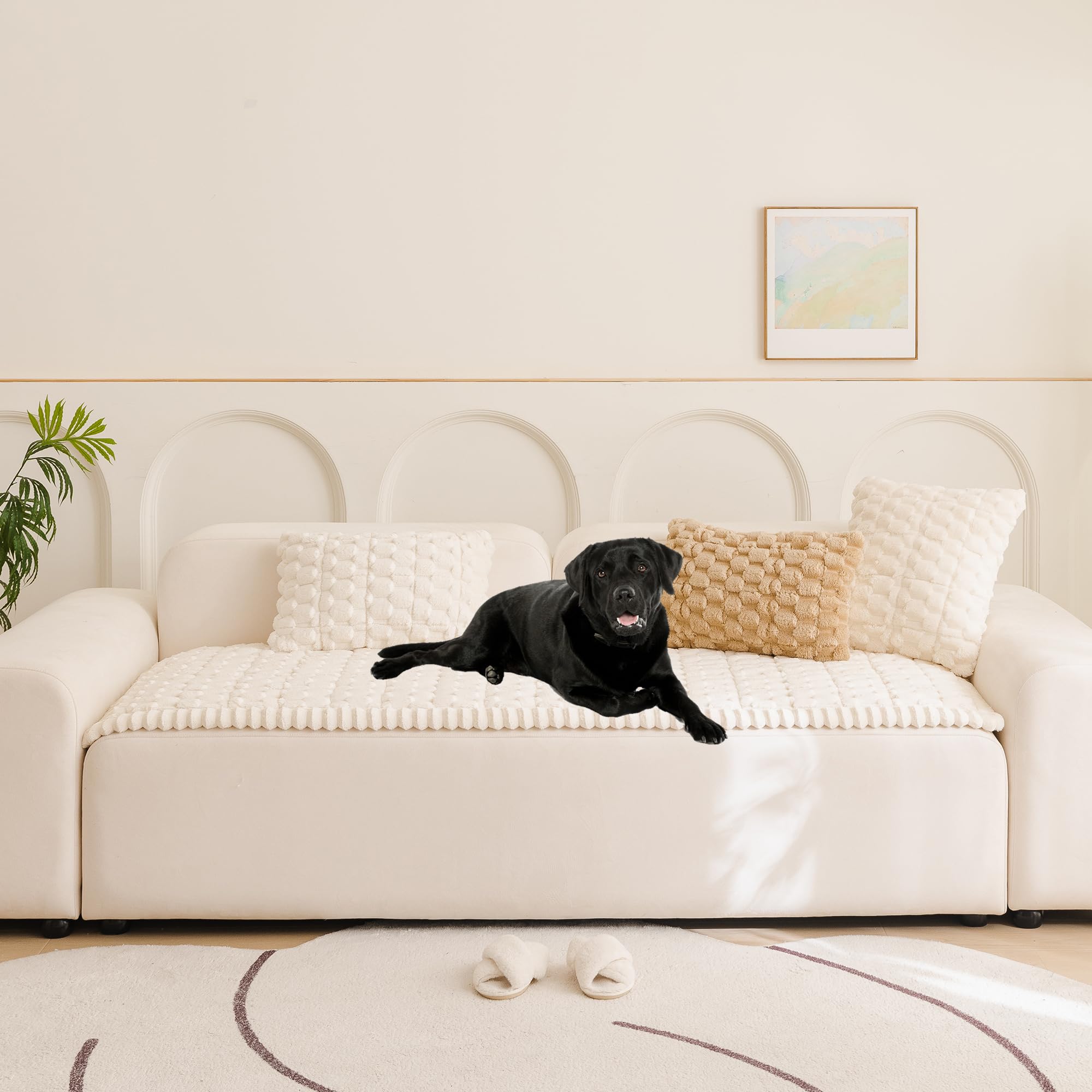 Mivnue soft fabric pet couch cover offers plush comfort for home lounging