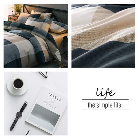 Mixinni modern bedroom update with chic plaid design.