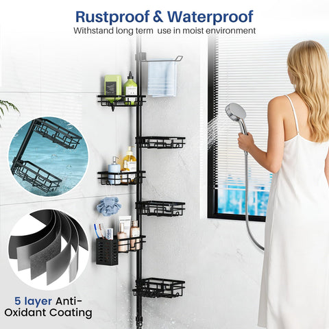 Mixoo corner shelf design offers drain-friendly storage for many items.