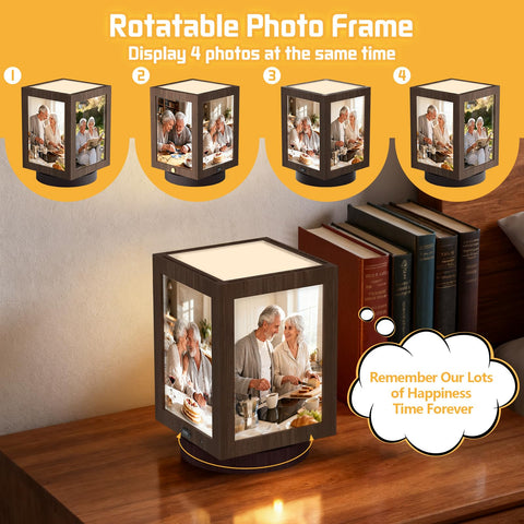 Mixoo desk lamp decorates workspace while keeping photos in view.