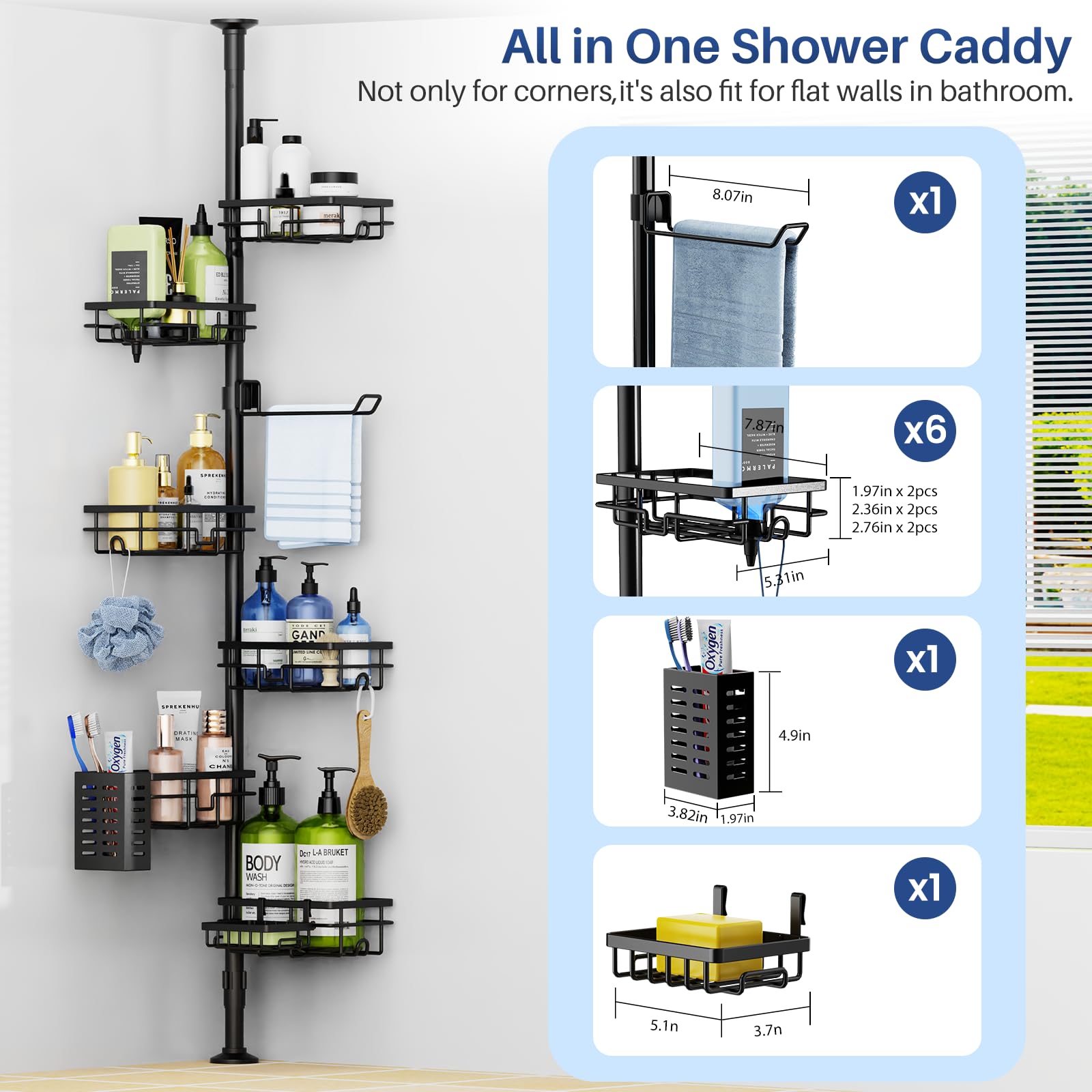 Mixoo rust-proof, durable rack withstands wet bathroom conditions.