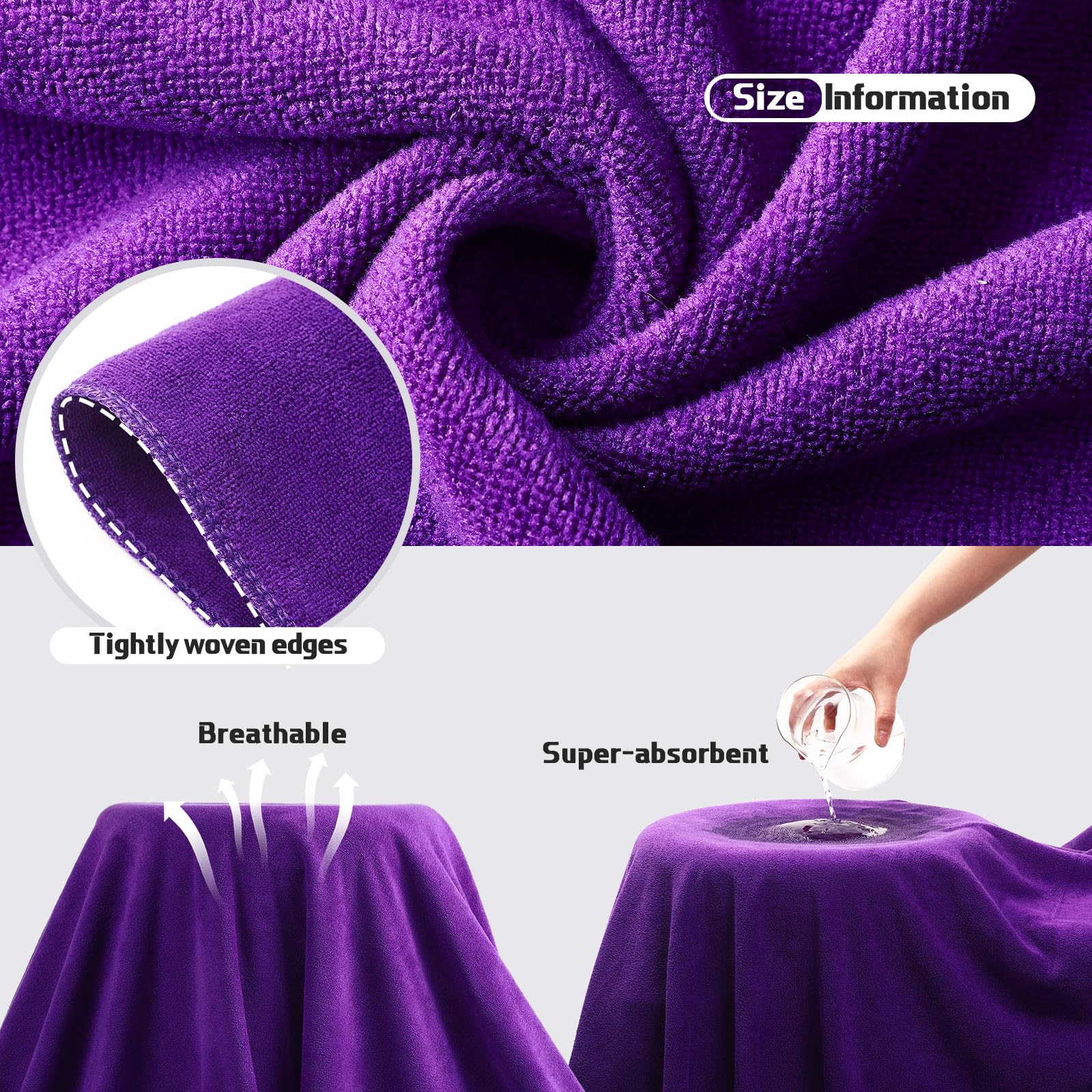 Close-up of Mixweer microfiber towel highlighting ultra-soft feel and absorbency.