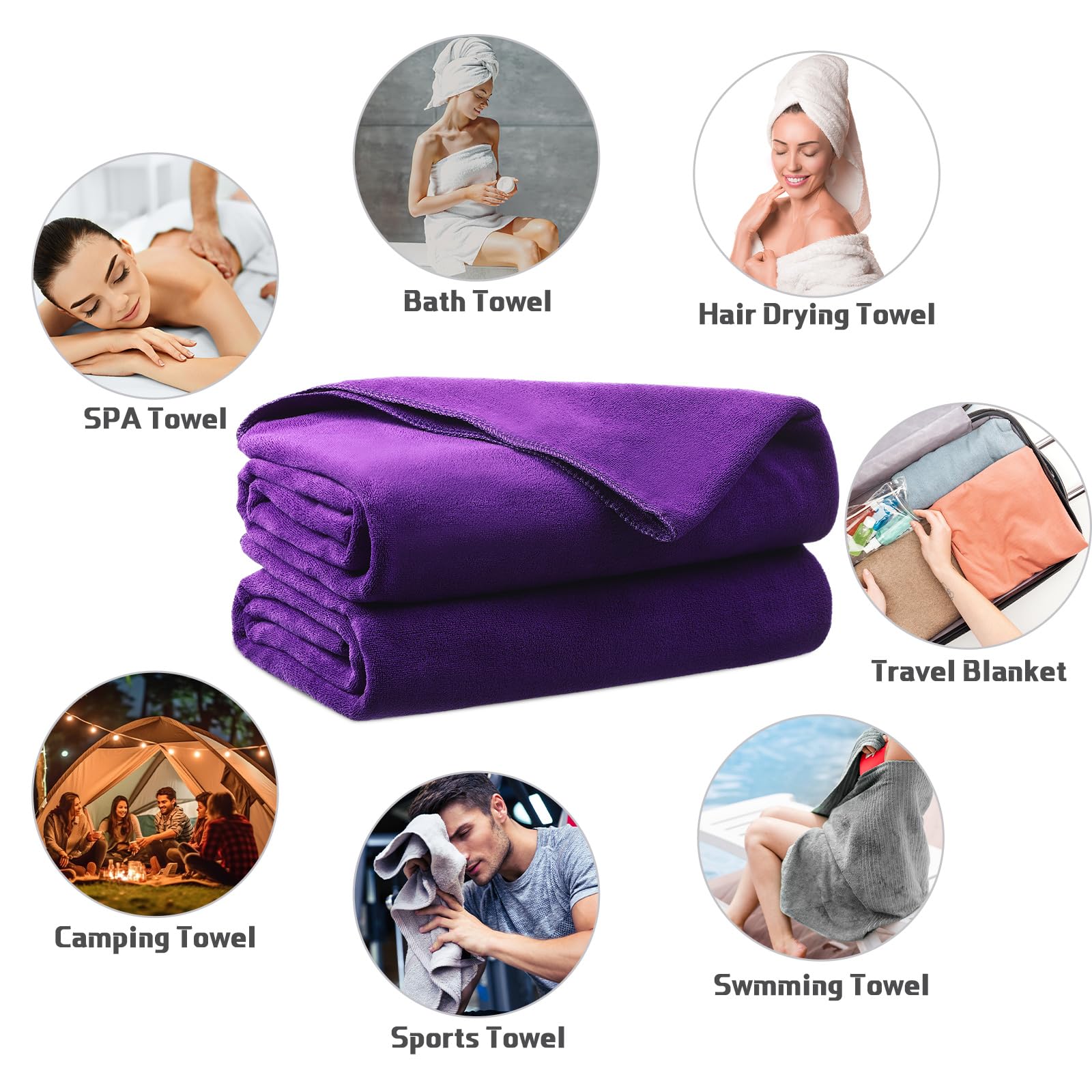 Mixweer towel ready for spa or beach use, draped on hook.
