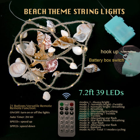 MIYA LIFE seashell and starfish garland brings seaside charm to walls or headboards.