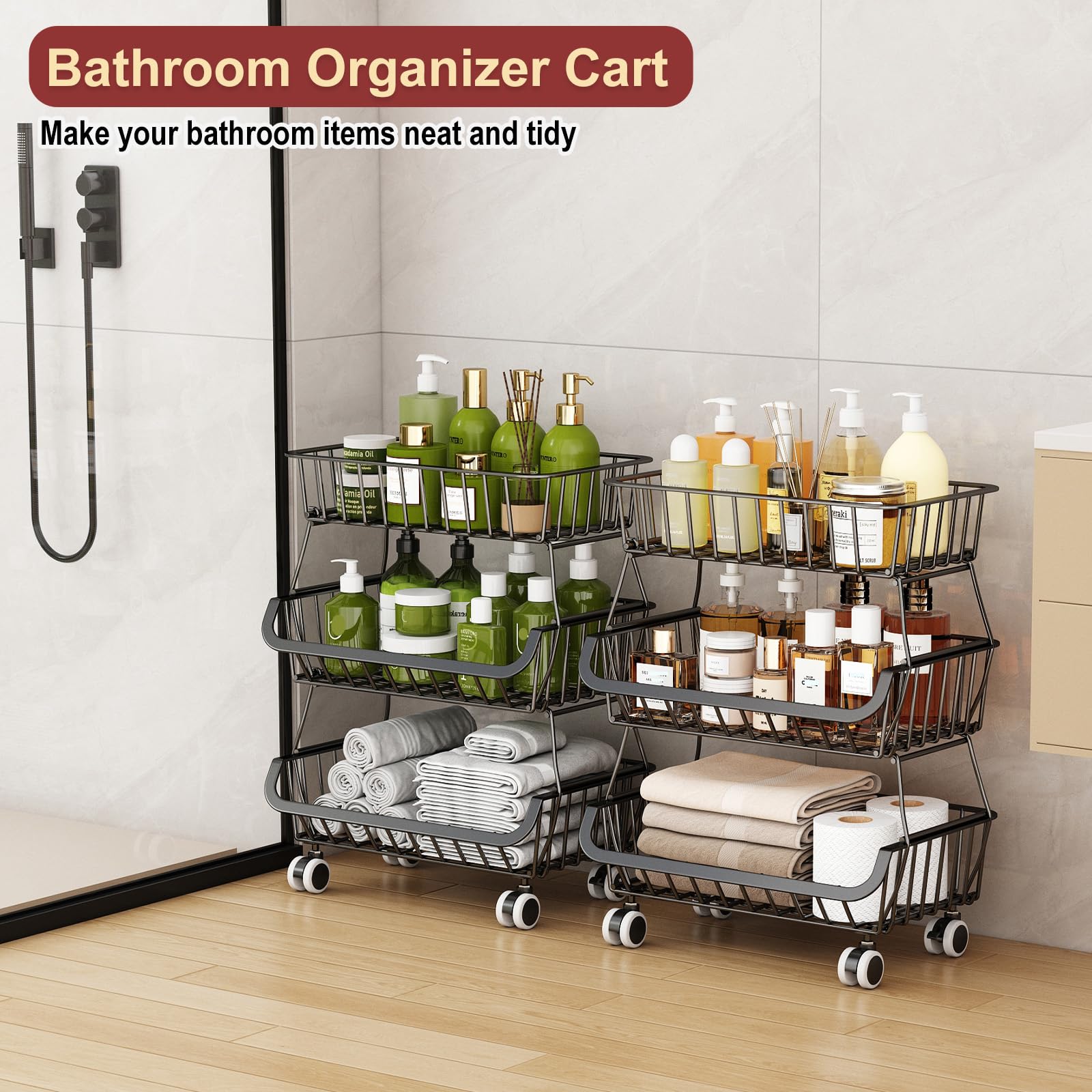Miyawell spacious bottom shelf holds produce and snacks.