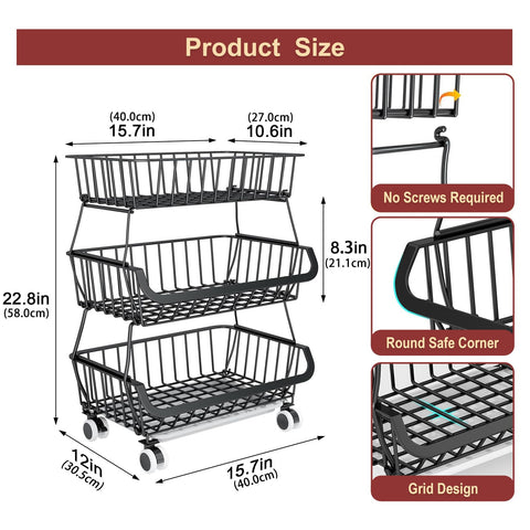 Miyawell pantry cart wheels enable easy movement around kitchen for flexible placement.