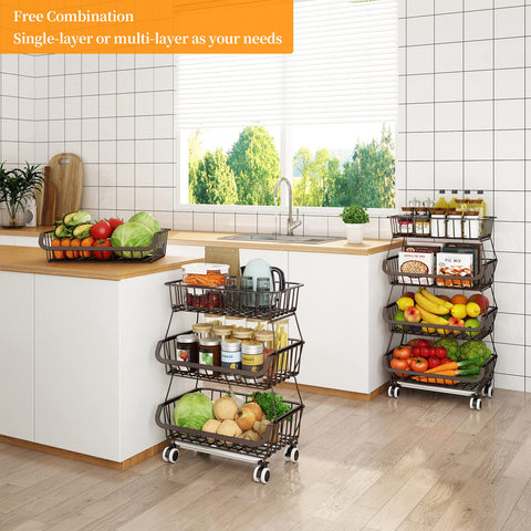 Miyawell rolling 4-tier cart with wheels for easy pantry mobility