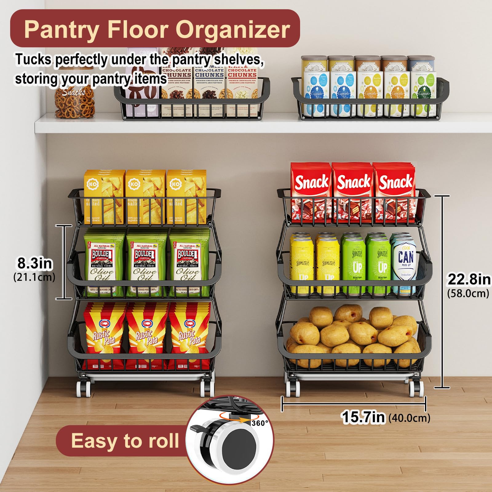 Miyawell wire baskets are detachable for customizable layout and quick item grouping.
