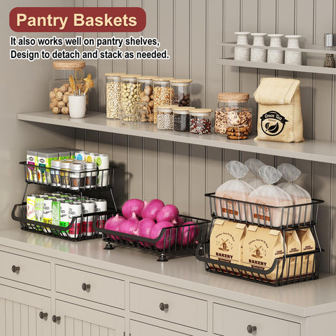 Miyawell pantry cart under-shelf setup improves counter organization.