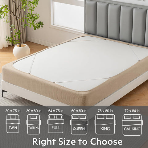 MIYE cream queen box spring cover enhances a clean, tailored bedroom look.
