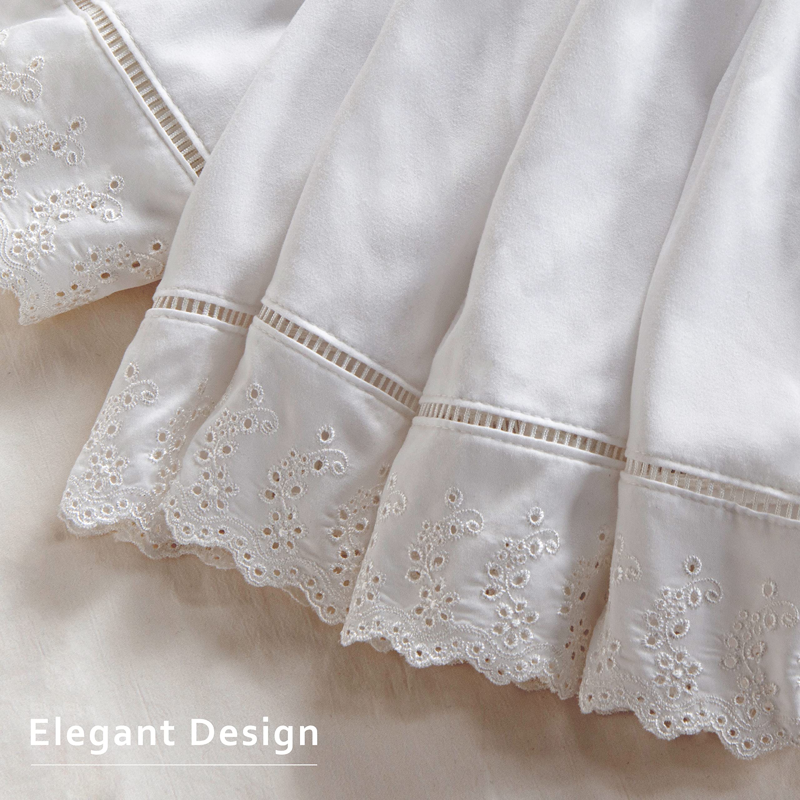 MIYE embroidery detail creates a refined look that hides under-bed clutter