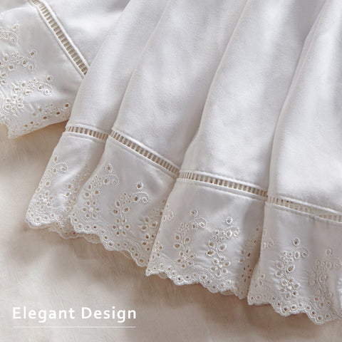 MIYE embroidery detail creates a refined look that hides under-bed clutter