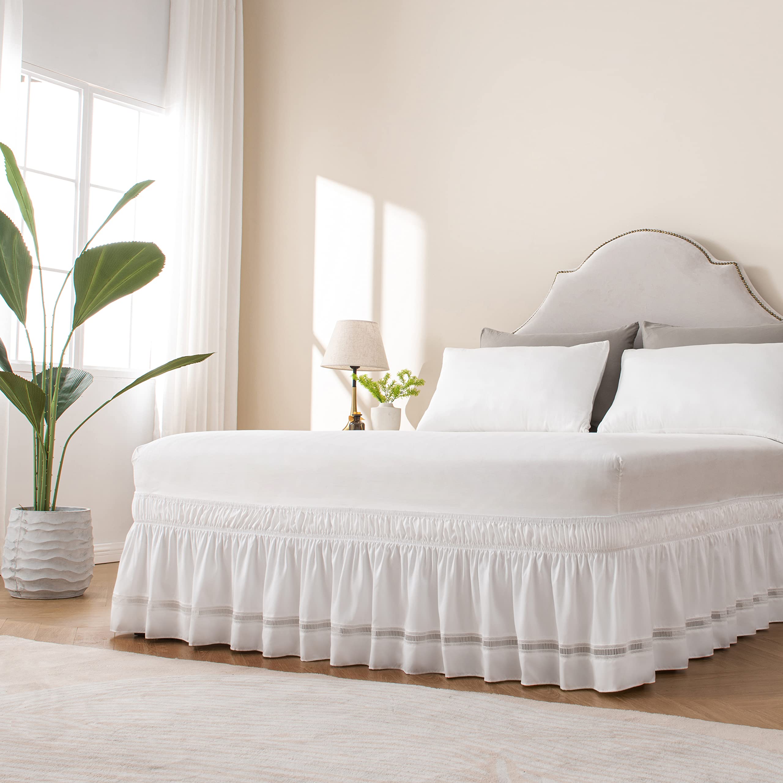 MIYE bed skirt uses machine washable microfiber for easy care and lasting softness