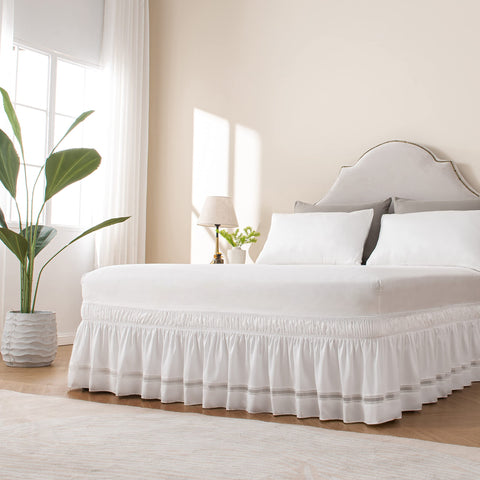MIYE bed skirt uses machine washable microfiber for easy care and lasting softness