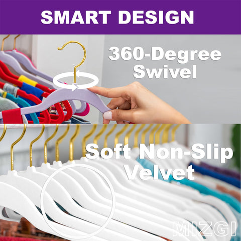 MIZGI 360-degree swivel hooks enabling easy clothes sorting