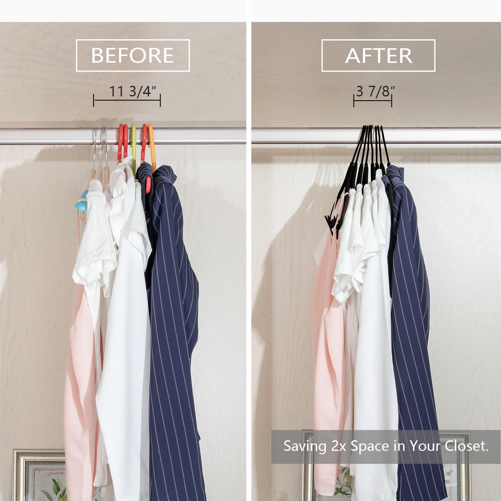 MIZGI adjustable clip hangers grip pants securely for various widths.