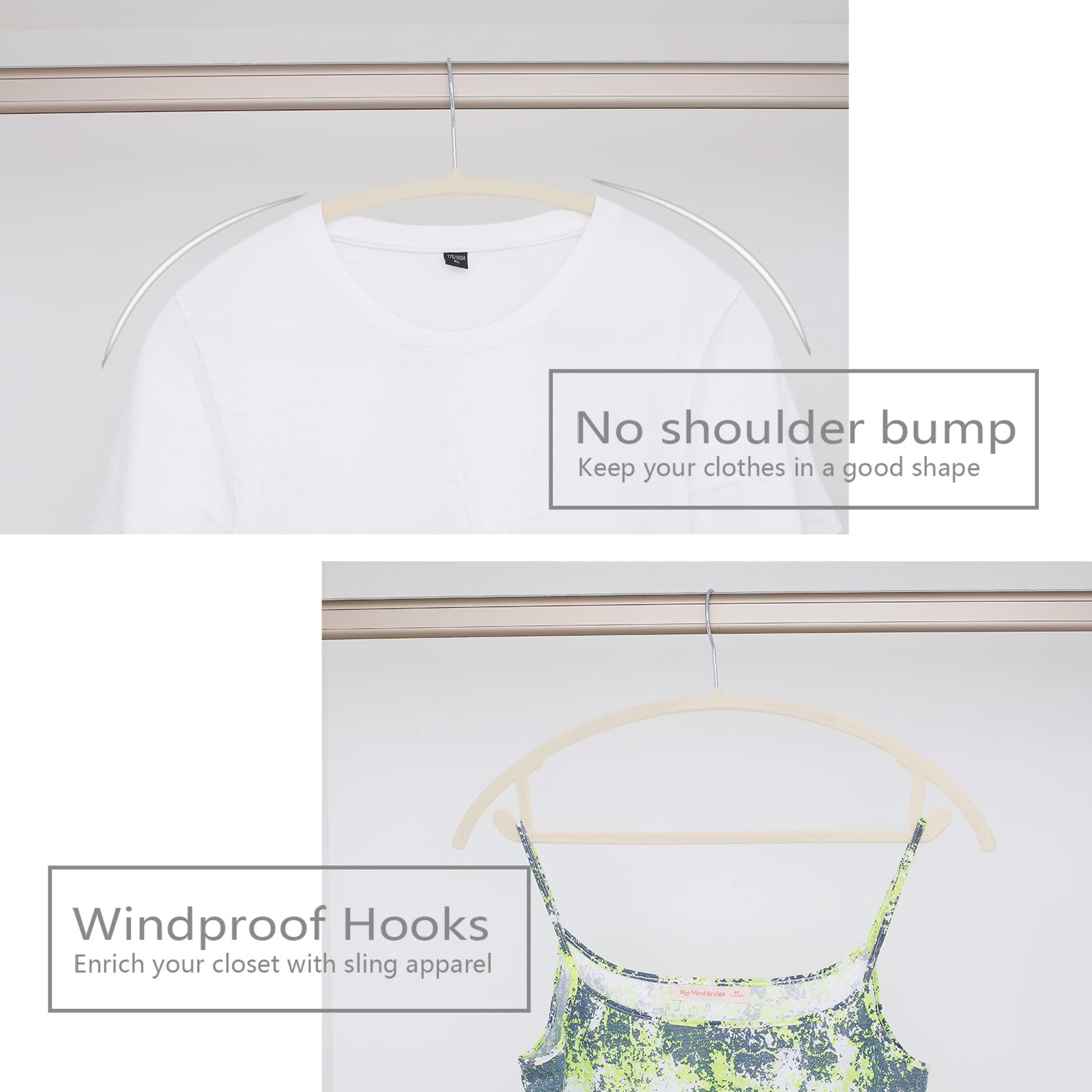 MIZGI adult-size velvet hangers provide secure grip for longer garments.