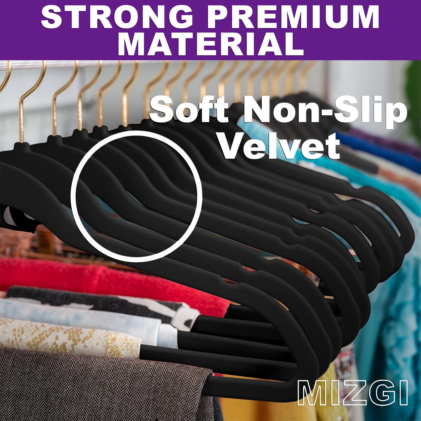 MIZGI velvet hangers support heavy clothes up to 18 lbs