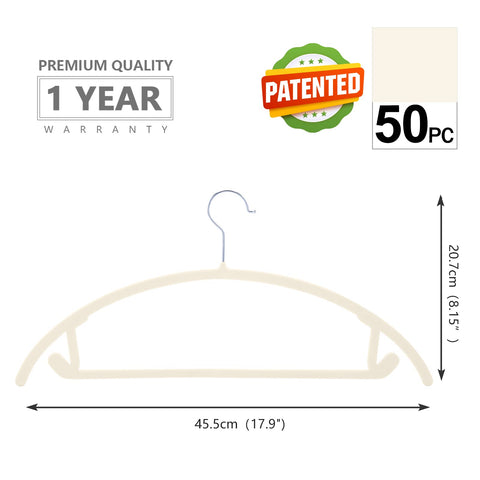 MIZGI velvet hanger side view highlighting slim profile and built-in bar.