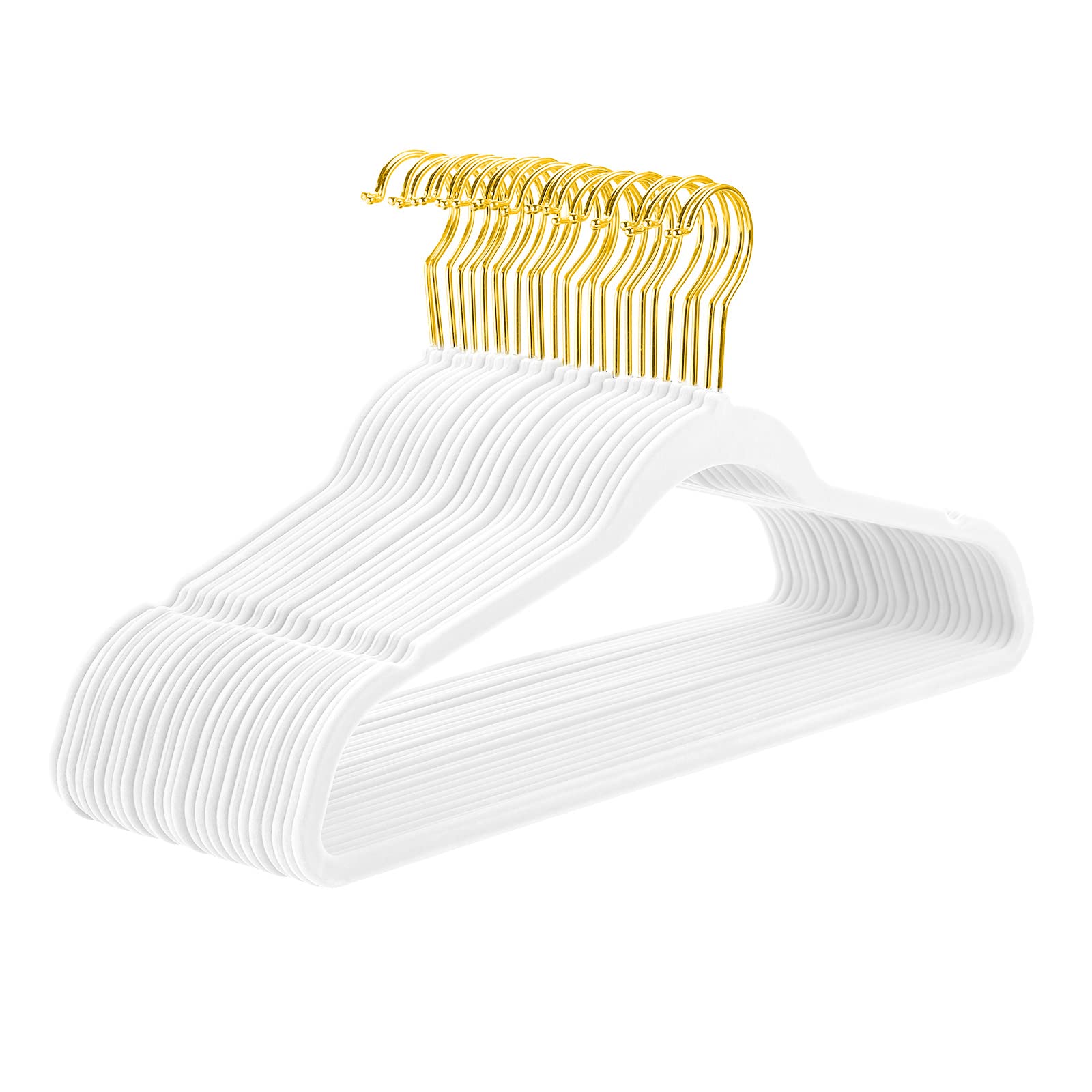 MIZGI premium velvet hangers with white-gold hooks for durable, space-saving organization