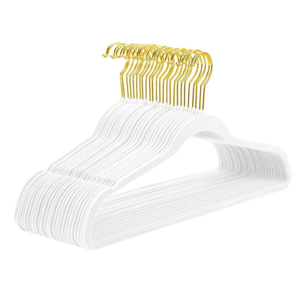 MIZGI premium velvet hangers with white-gold hooks for durable, space-saving organization