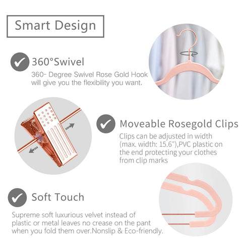 MIZGI rose gold swivel hook hanger allows easy rotation for organization.